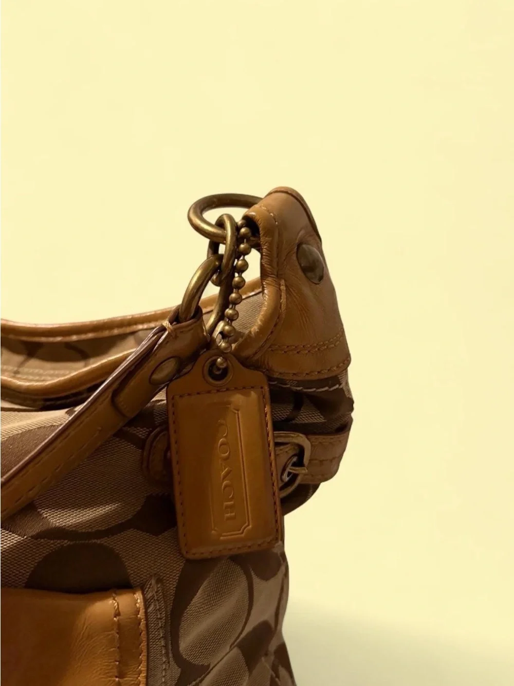 Coach Brown and Tan Signature Canvas Shoulder Bag